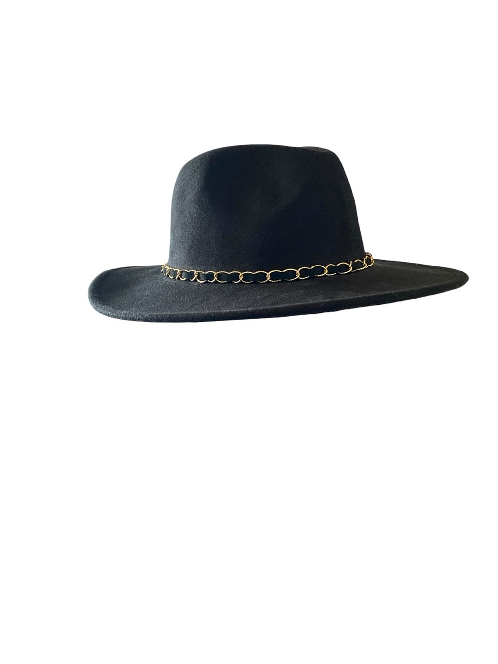 NEW Four Buttons by San Diego Hat Company Black Suede Chain Link Fedora - Picture 7 of 7